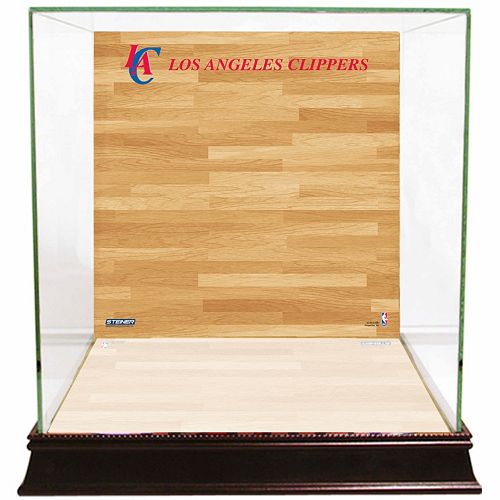 Steiner Sports Glass Basketball Display Case with Los Angeles Clippers Logo On Court Background