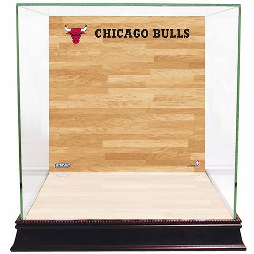 Steiner Sports Glass Basketball Display Case with Chicago Bulls Logo On Court Background