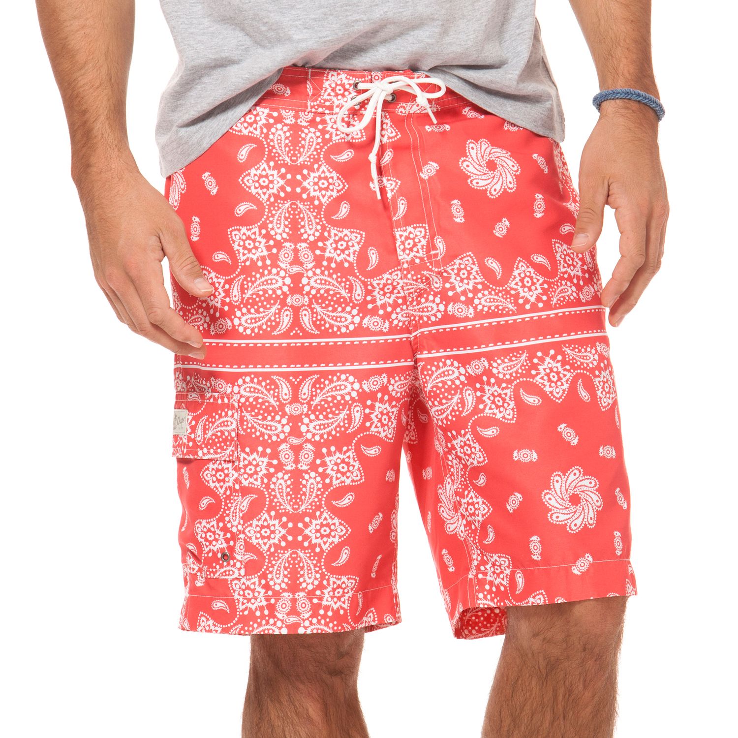 red bandana swim trunks