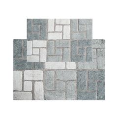 2pc Berkeley Geometric Bath Rug Set Gray/White - Chesapeake