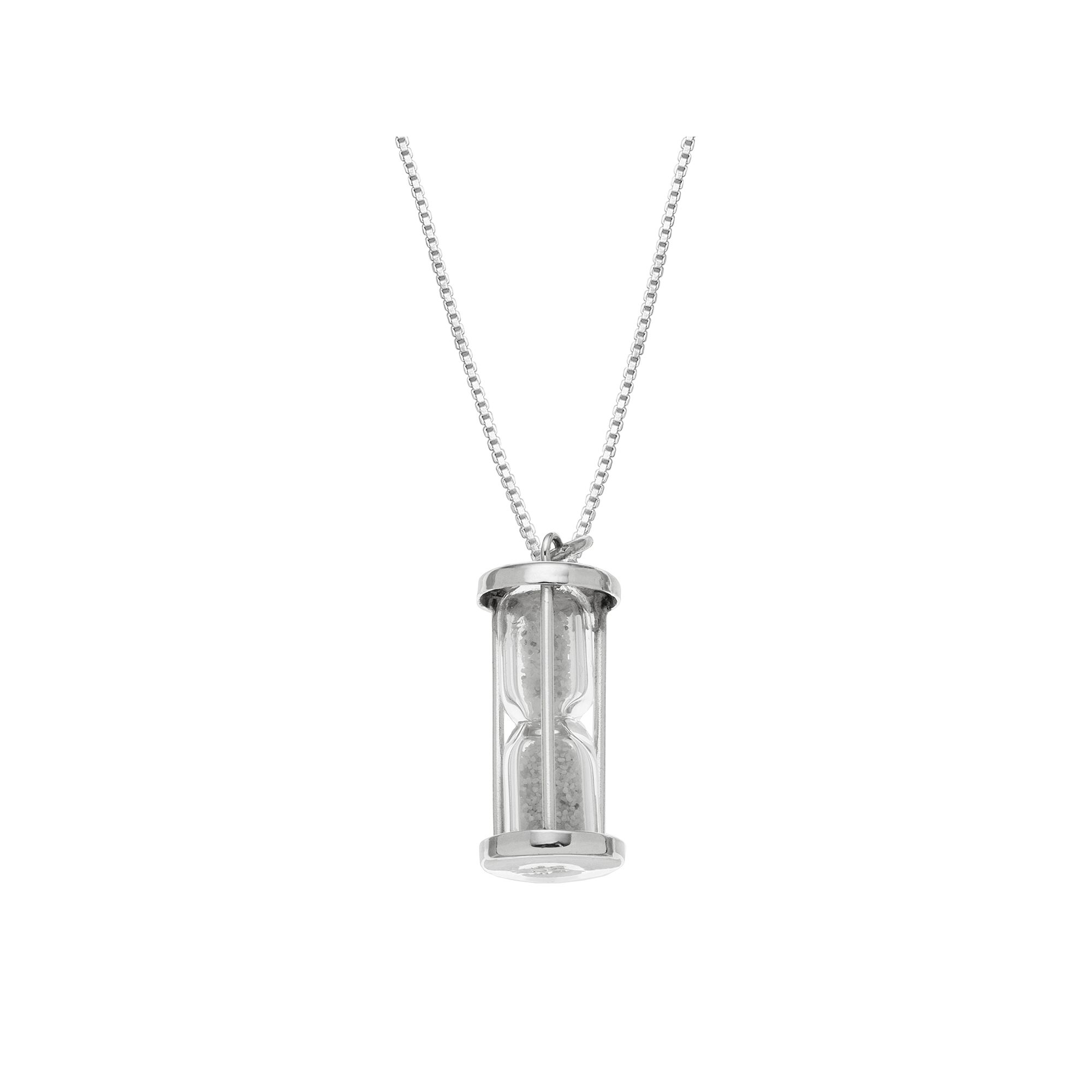 Sterling Silver Hourglass Pendant, Womens, Size: 18, Clear
