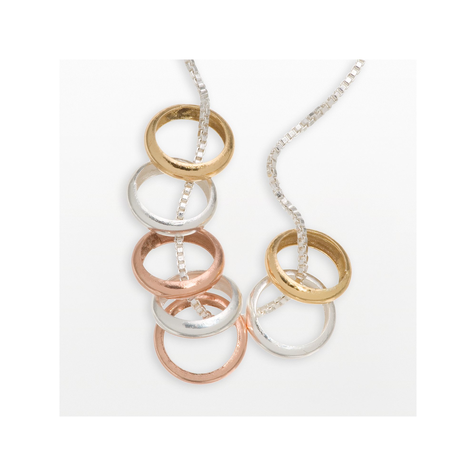 Sterling Silver 7-Ring Necklace, Womens, Size: 18