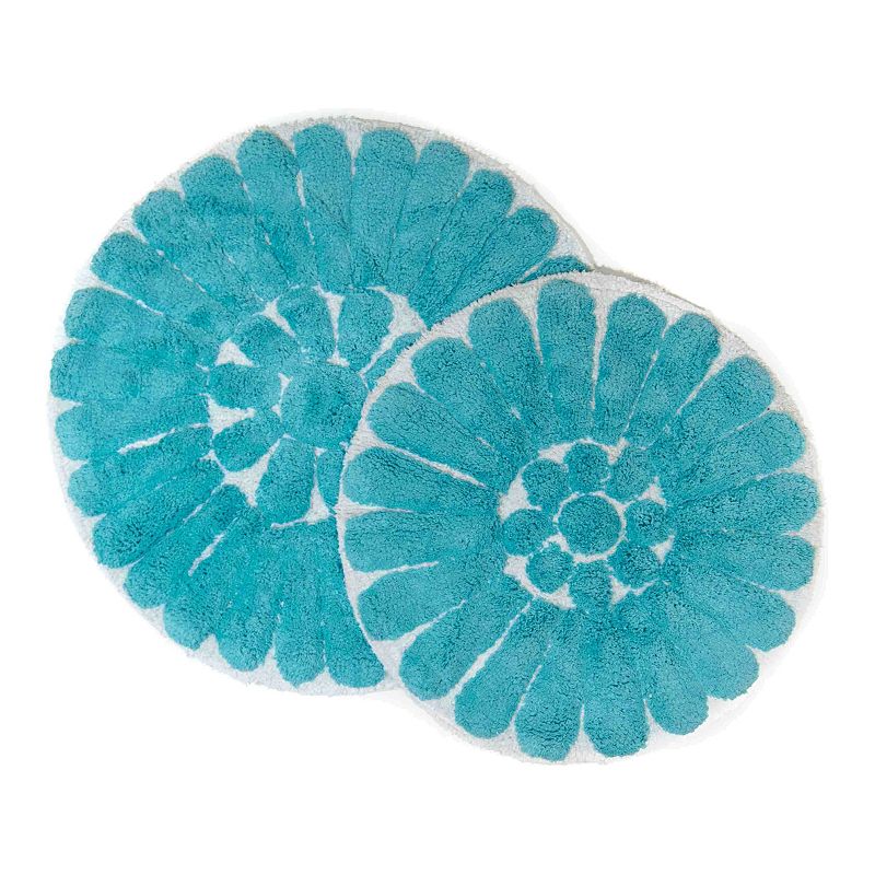 2pc Bursting Flower Bath Rug Set Aqua - Chesapeake Merchandising