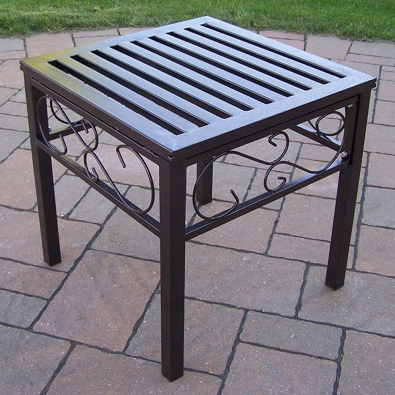 Outdoor Scroll End Table, Brown Oth