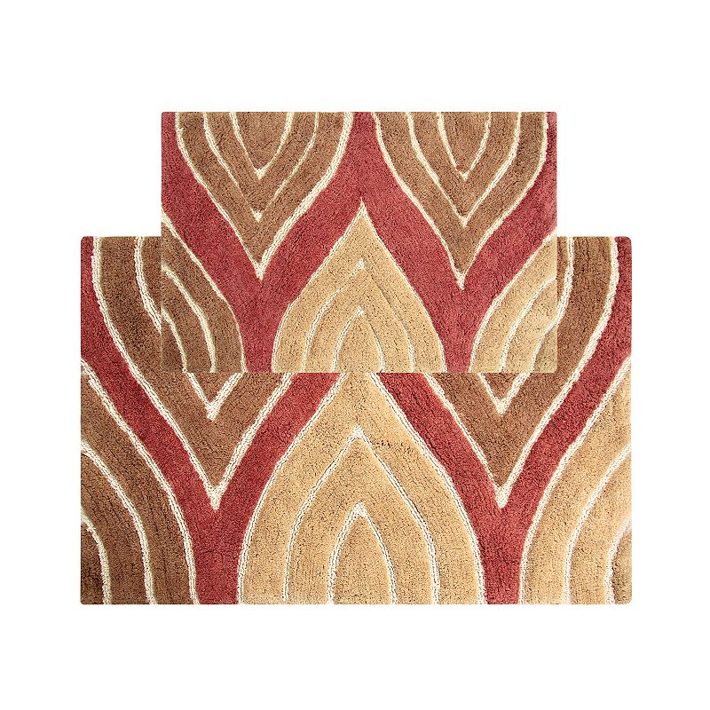 2pc Davenport Geometric Bath Rug Set Red - Chesapeake