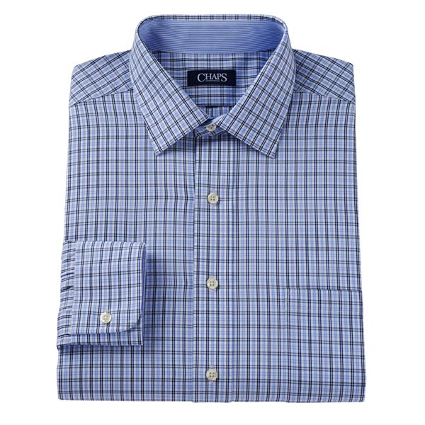 Kraan operator wond Chaps Classic-Fit Checked Stain-Release Wrinkle-Free Spread-Collar Dress  Shirt - Men