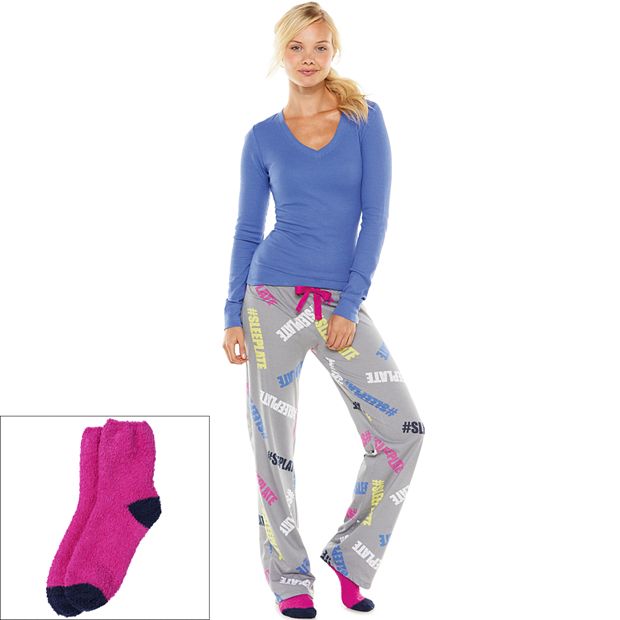 Juniors' SO® Pajamas: 3-pc. Printed Thermal Knit Pajama Gift Set