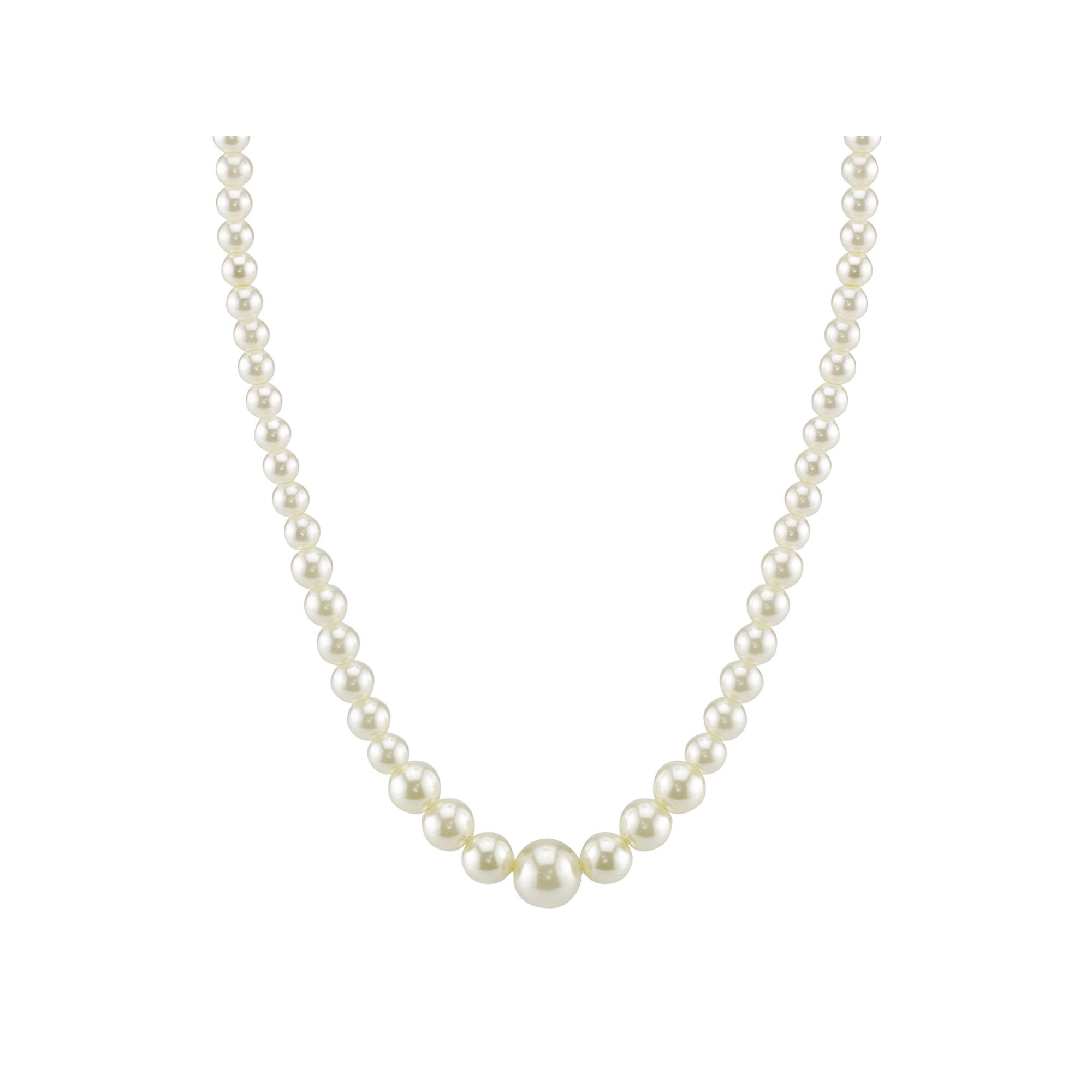 1928 Graduated Simulated Pearl Necklace, Womens, Size: 18, White