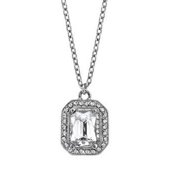 1928 Rectangle Halo Pendant Necklace