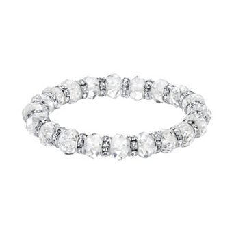 1928 Simulated Crystal & Clear Bead Stretch Bracelet