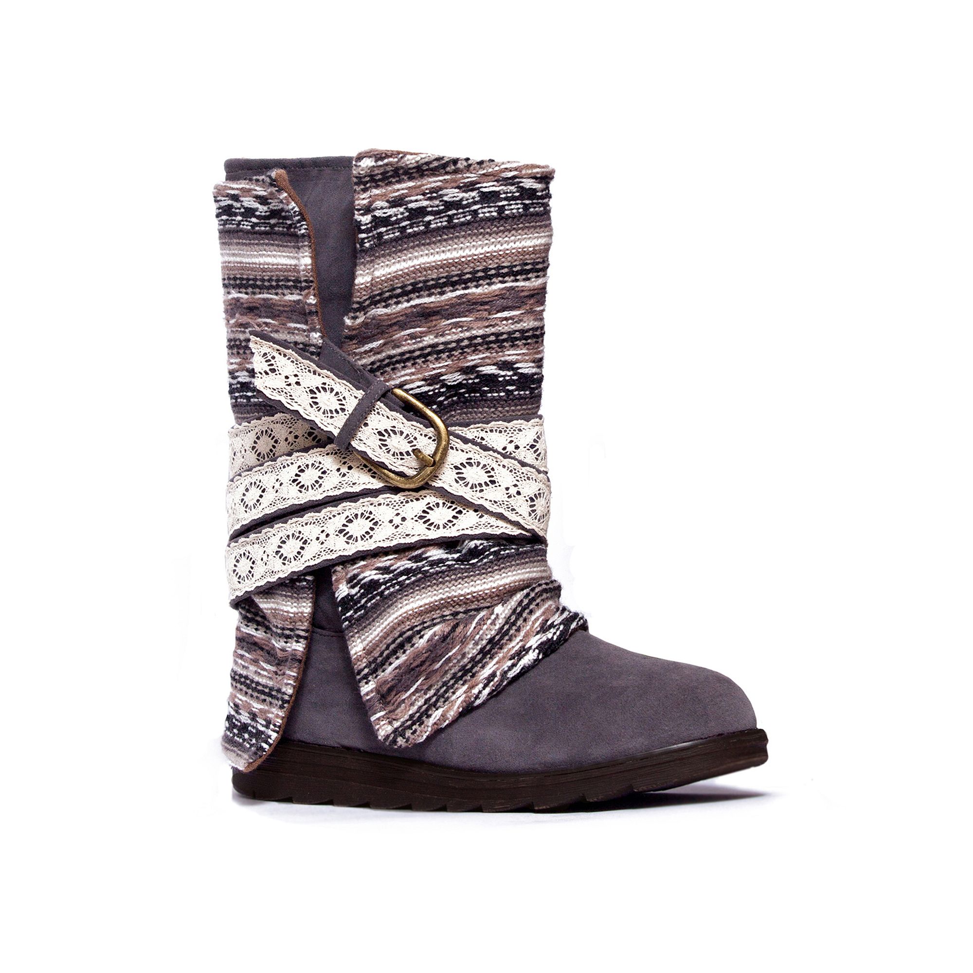 MUK LUKS Nikki Womens Fold-Over Midcalf Boots, Girls, Size: 11, Gray