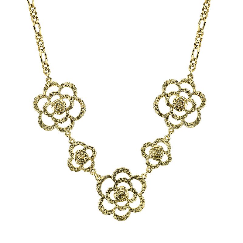 98393598 1928 Hammered Flower Necklace, Womens, Yellow sku 98393598