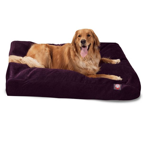 Majestic Pet | Villa Velvet Rectangle Pet Bed For Dogs, Removable Cover, Aubergine, Extra Large