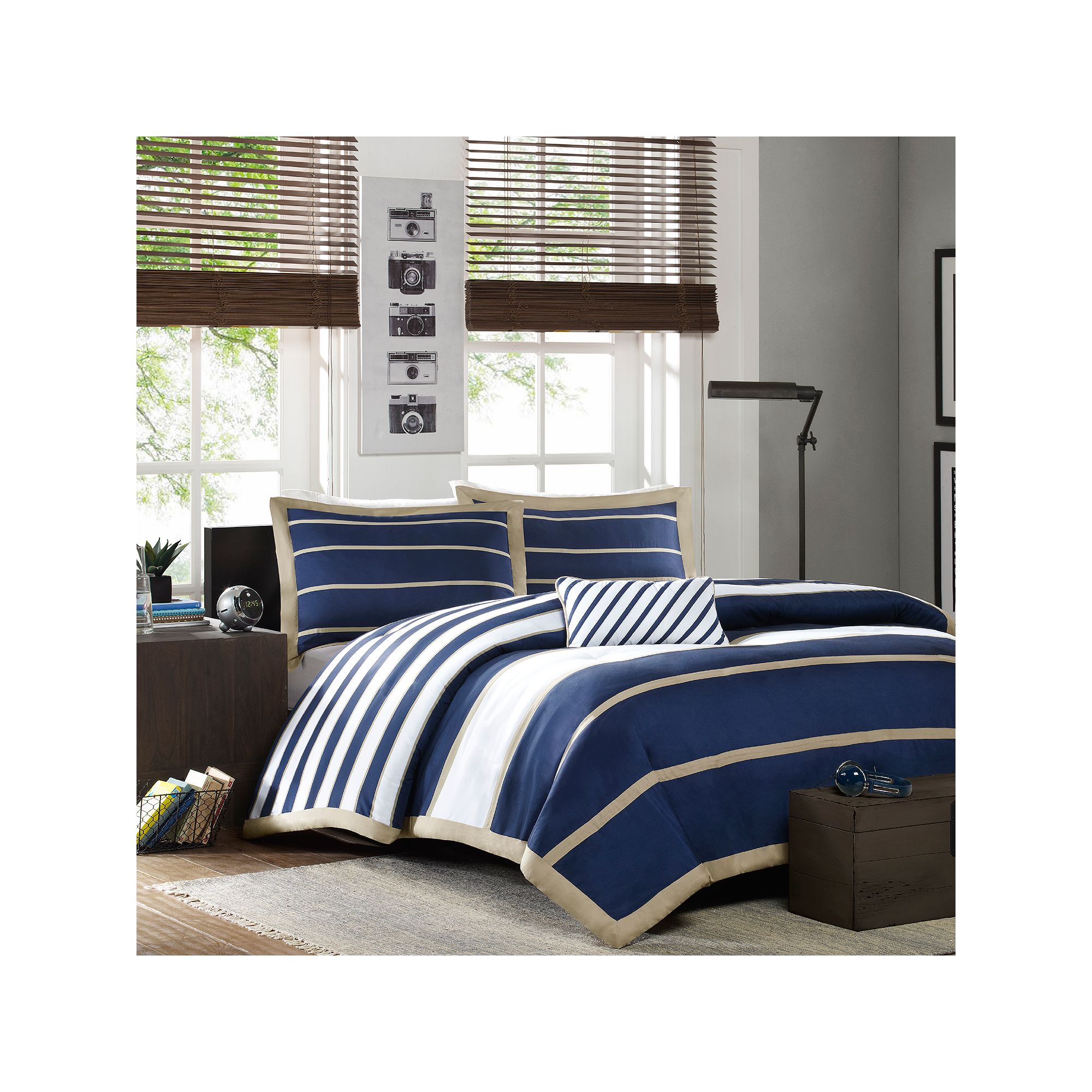 Intelligent Design Garrett Duvet Cover Set with Throw Pillow, Blue