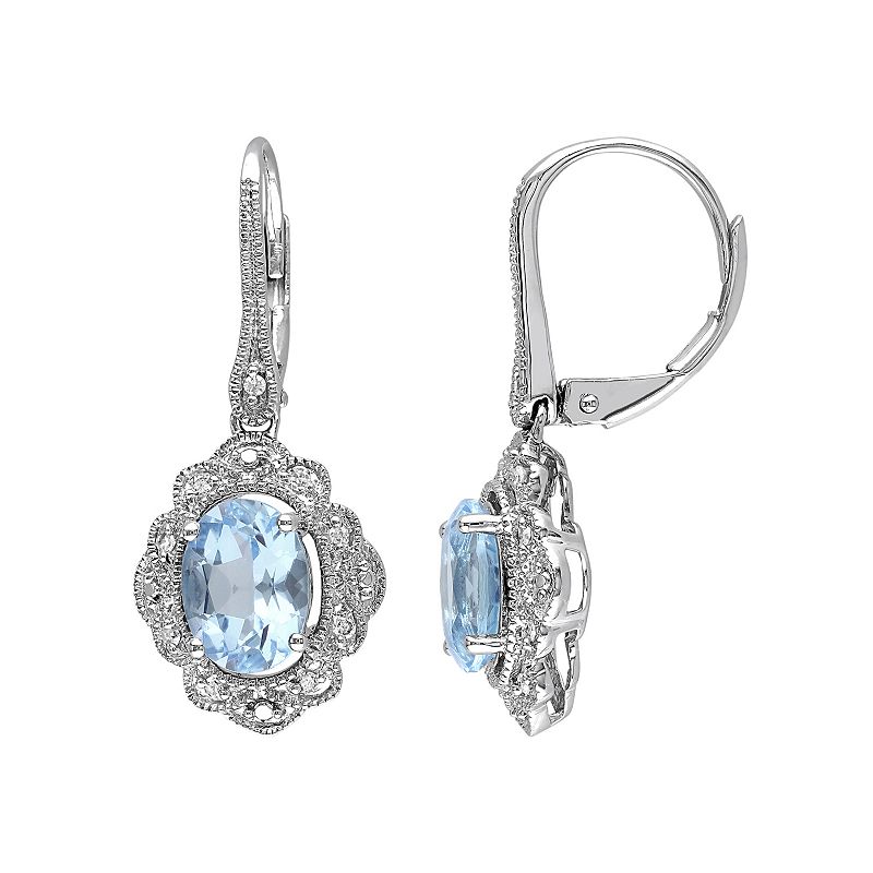 Kohl's Sky Blue Topaz and 1/10 Carat T.W. Diamond Sterling Silver Drop