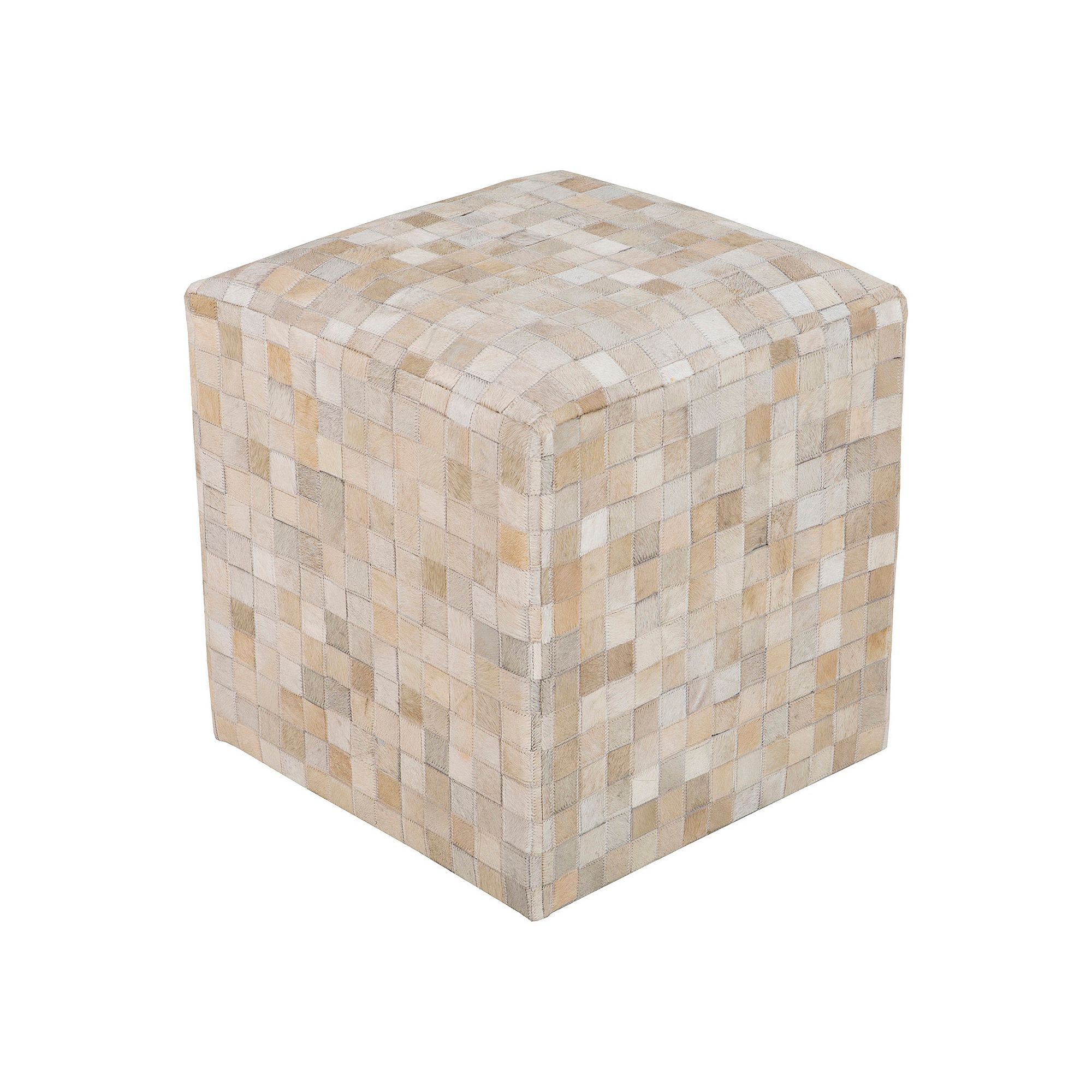 Artisan Weaver Checkered Pouf, Brown