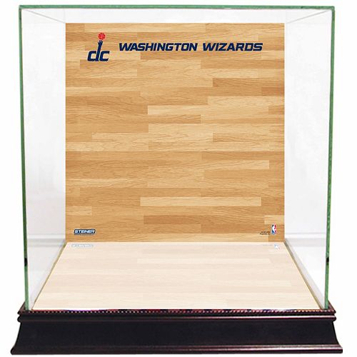 Steiner Sports Glass Basketball Display Case with Washington Wizards Logo On Court Background