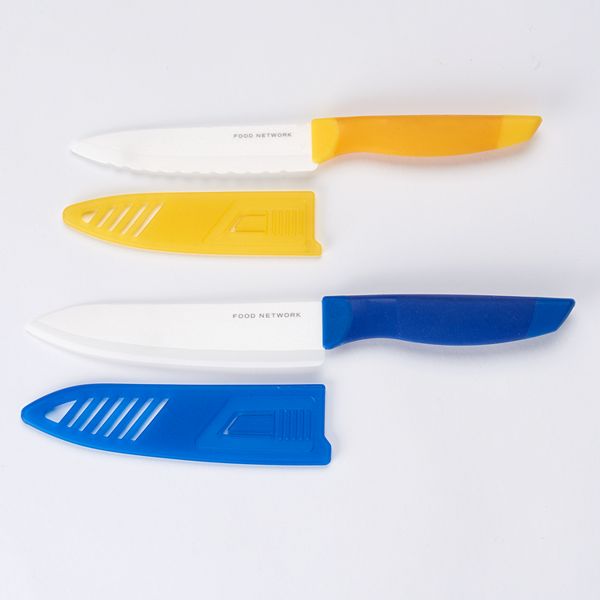 Food Network 2 Pc Ceramic Chef Serrated Utility Knife Set