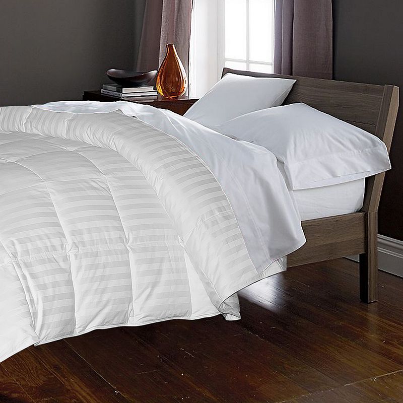 Royal Majesty Damask Stripe 350-Thread Count Down & Feather Comforter, Whit