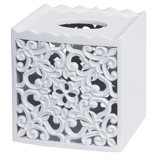 creative bath belle white tissue box 7 in.x 7 in.x 8 in