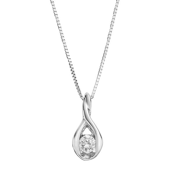 Sirena Collection 1/10 Carat T.W. Diamond 14k White Gold Drop Pendant  Necklace
