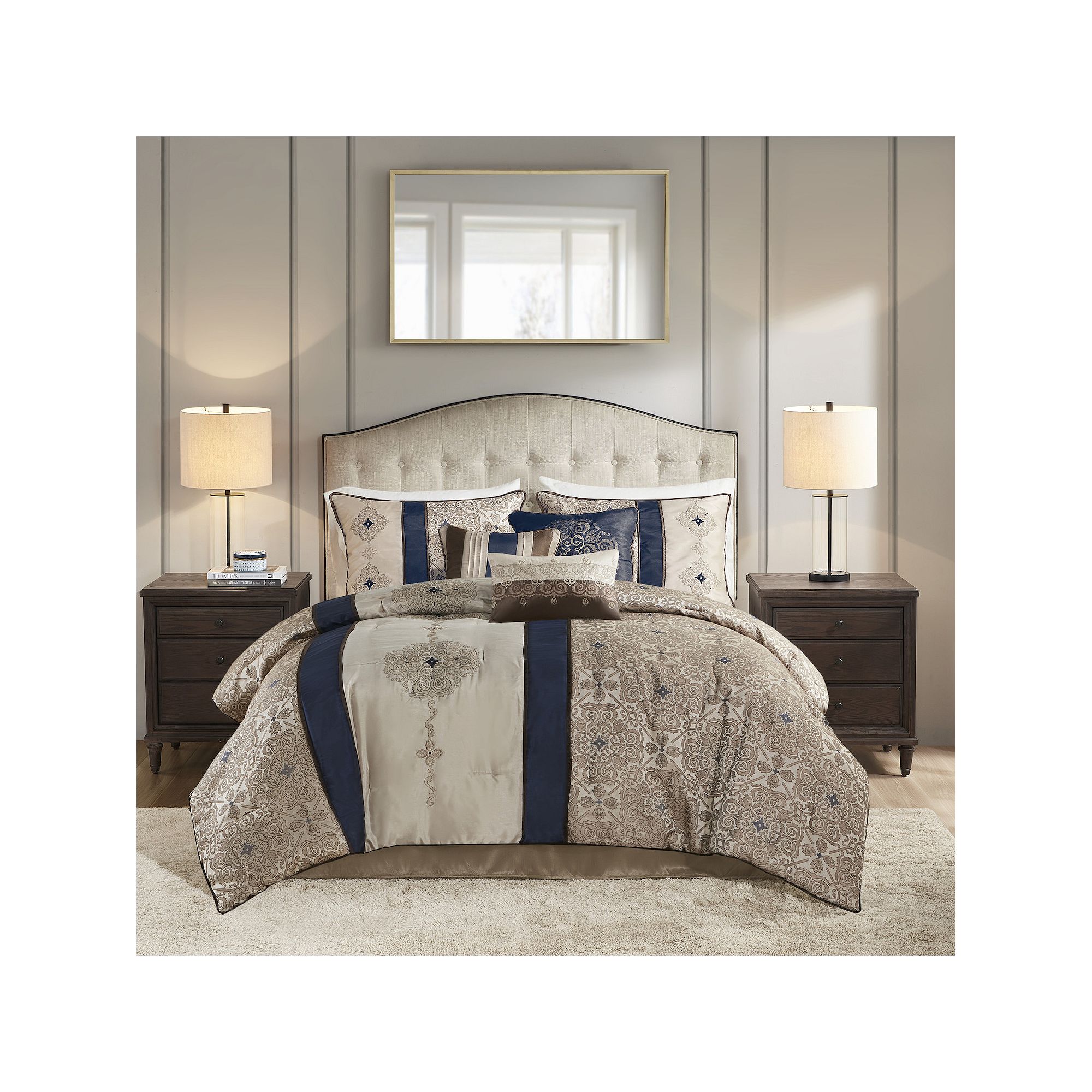 Madison Park Blaine 7-pc. Comforter Set with Throw Pillows, Blue