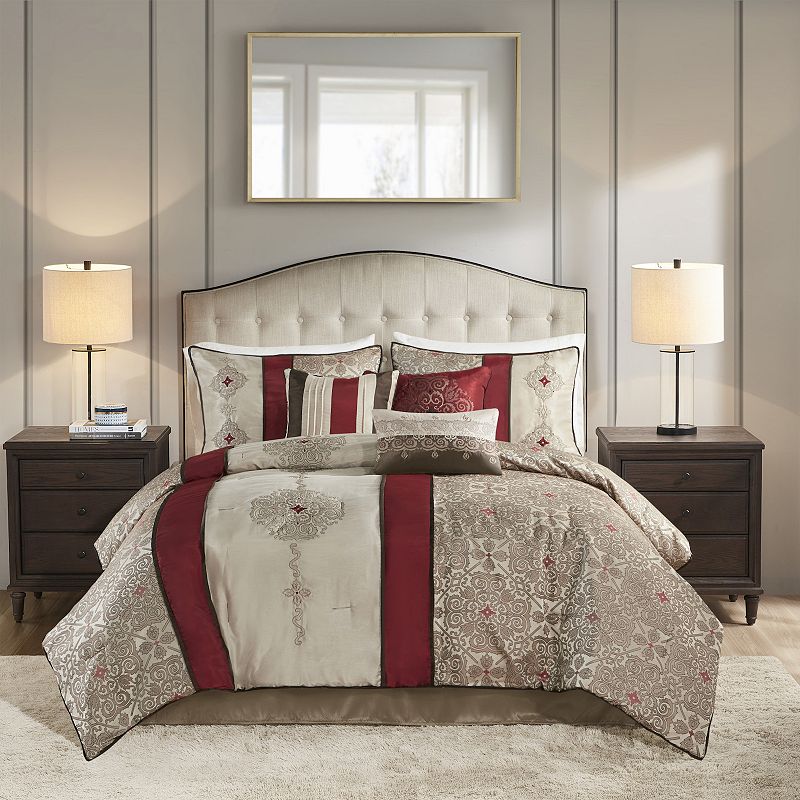 Madison Park Blaine 7-pc. Comforter Set with Throw Pillows, Red, Queen