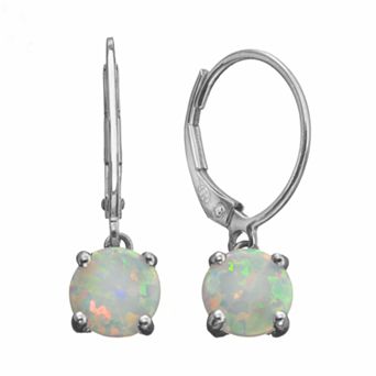 Classic Treasures Lab-Created Opal Sterling Silver Drop Earrings