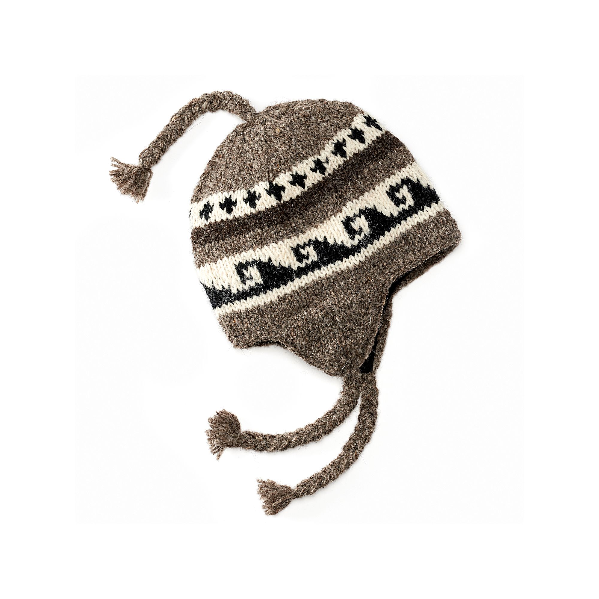 SIJJL Wavy Fleece-Lined Wool Trapper Hat, Brown