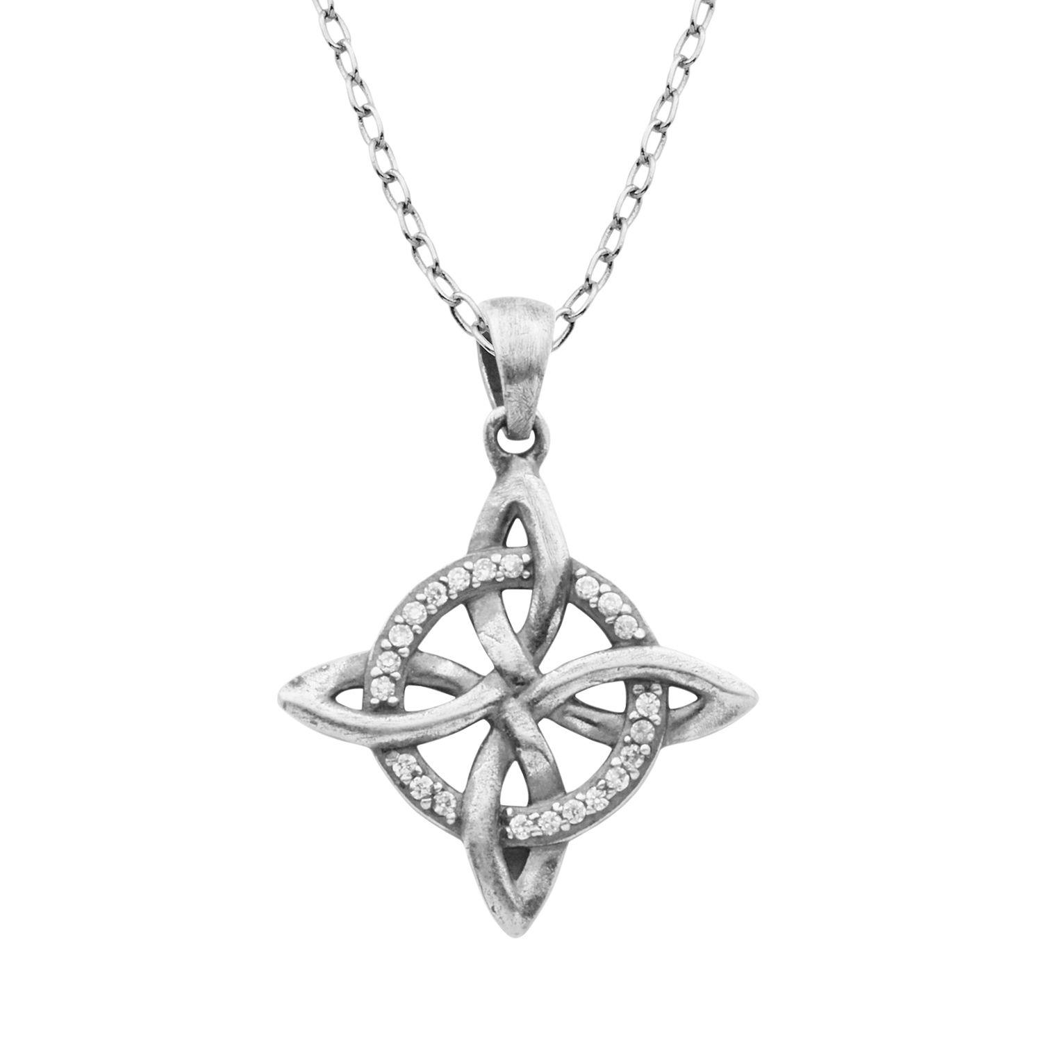 Celtic Good Luck Circle Pendant Necklace - Sterling Silver 925 With Free Chain