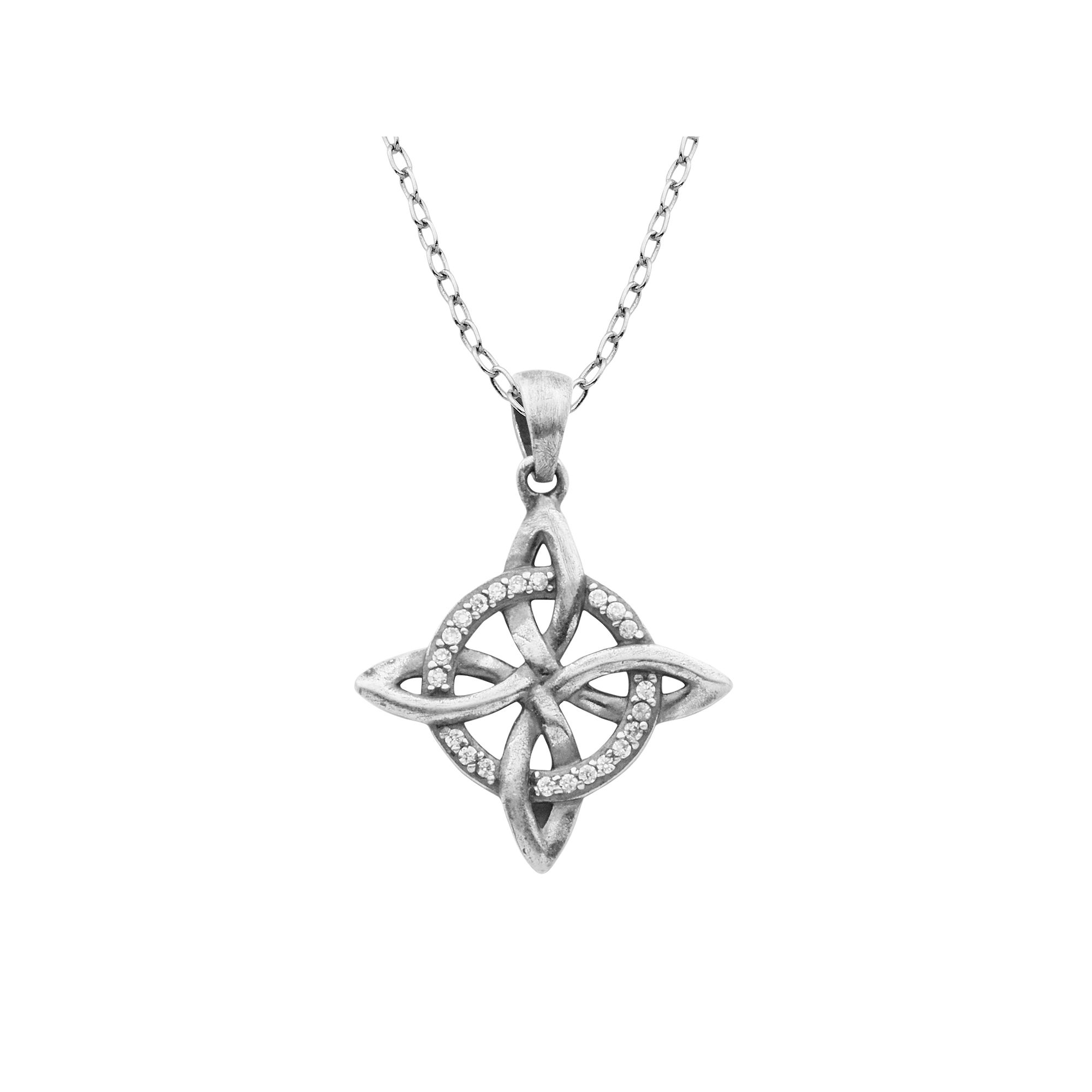 Cubic Zirconia Sterling Silver Celtic Pendant Necklace, Womens, Size: 18
