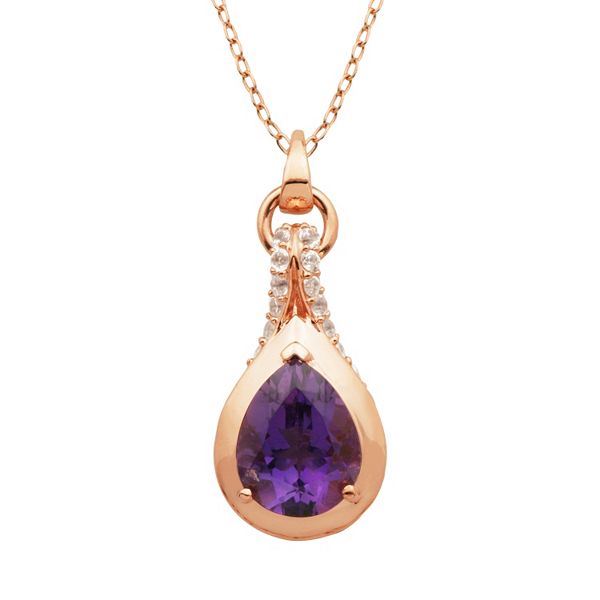 Amethyst & Lab-Created White Sapphire 18k Rose Gold Over Silver ...