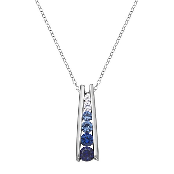 Sterling Silver Graduated Sapphire Necklace main image 1