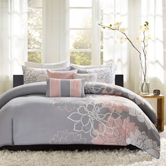Madison Park Brianna 6 pc Floral Duvet Cover Set with Throw Pillows