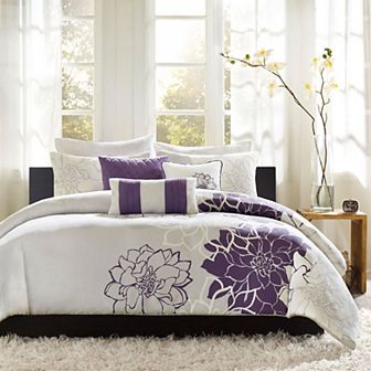 Madison Park Brianna 6 pc Floral Duvet Cover Set with Throw Pillows