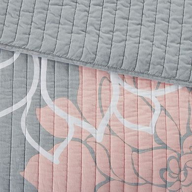 Madison Park Brianna 6-Piece Floral Quilt Set with Shams and Decorative Pillows
