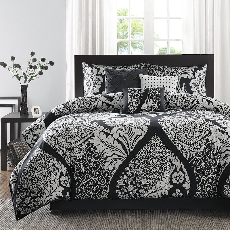 Madison Park Marcella 7-pc. Comforter Set with Throw Pillows, Black, Queen