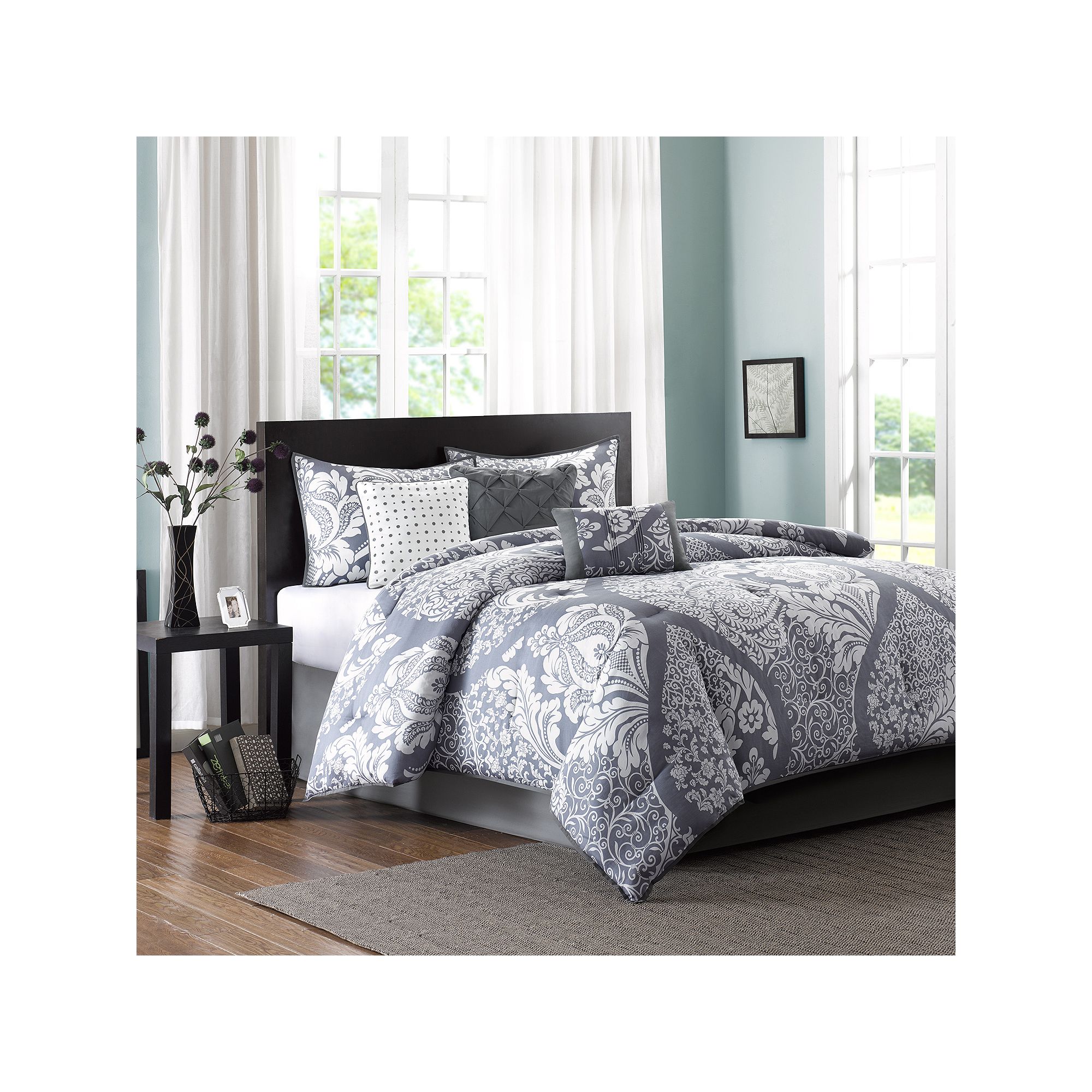Madison Park Marcella 7-pc. Comforter Set with Throw Pillows, Gray