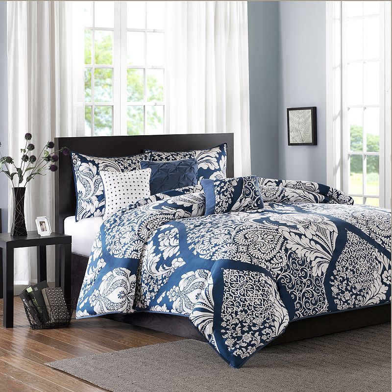 Madison Park Marcella 7-pc. Comforter Set with Throw Pillows, Blue, Queen