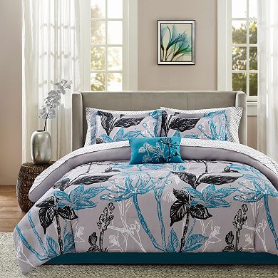 Madison Park Essentials Nicolette Comforter Set with Cotton Bed Sheets and Throw Pillow
