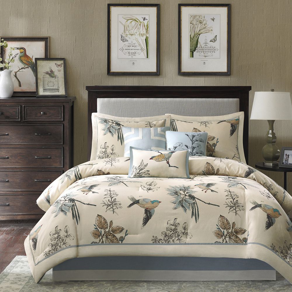 Madison Park Pierce 7-Piece Cotton Twill Comforter Set with Throw Pillows