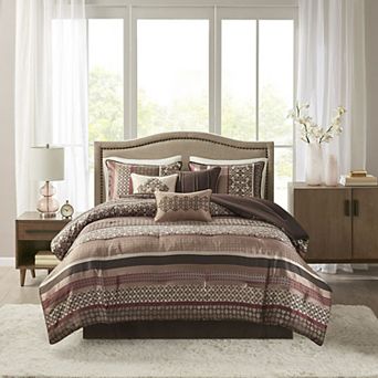 Madison Park Dartmouth 7 pc Comforter Set with Throw Pillows
