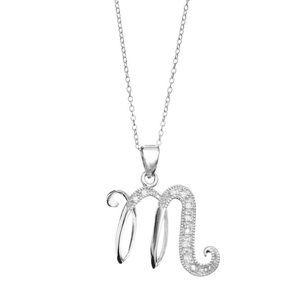 1/10 Carat T.W. Diamond Sterling Silver Initial Pendant Necklace