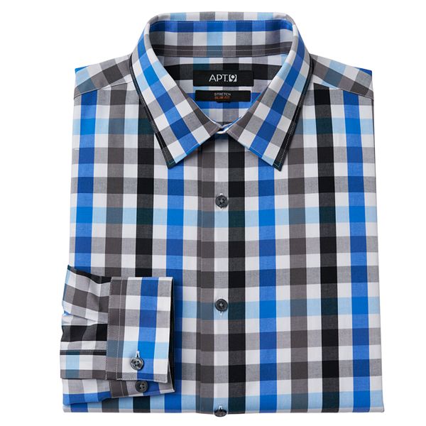 Men's Apt. 9® SlimFit Sussex Plaid Stretch SpreadCollar Dress Shirt