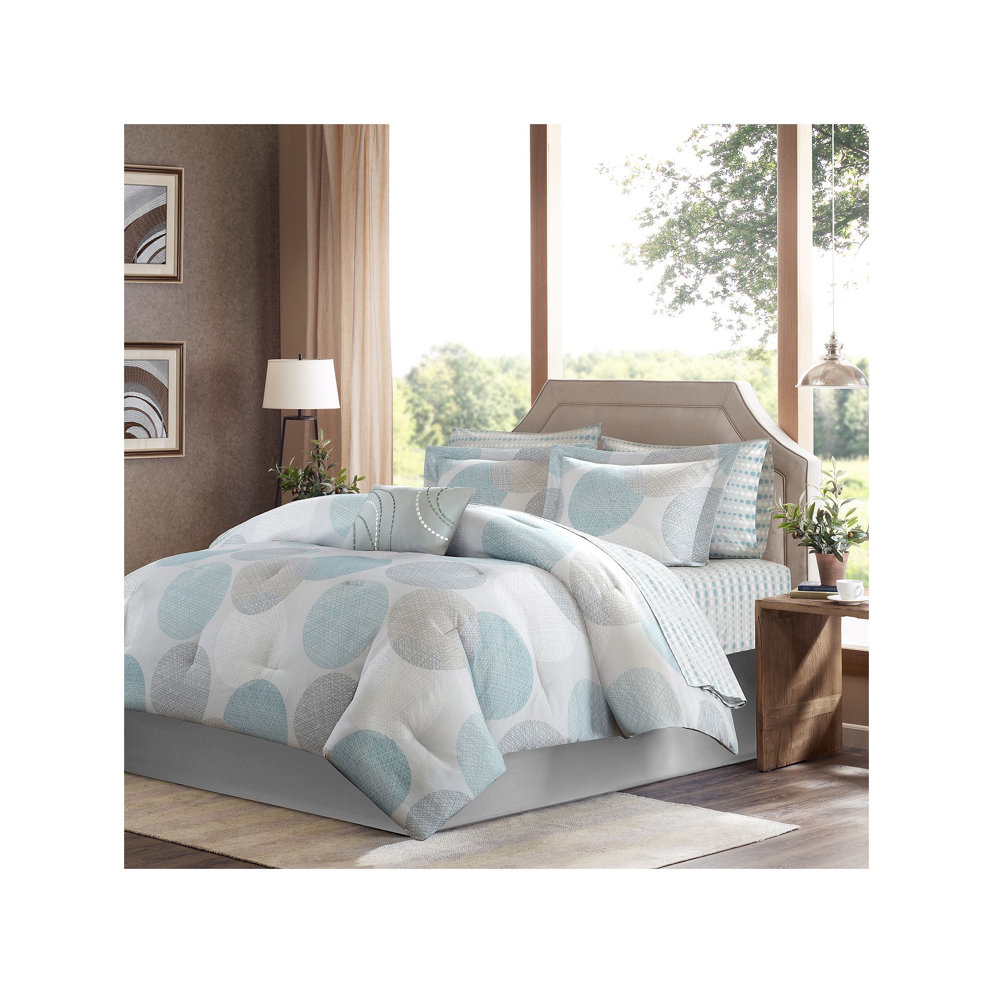 Madison Park Essentials Glendale Comforter Set with Cotton Bed Sheets and T