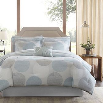 Madison Park Essentials Glendale Comforter Set with Cotton Bed Sheets and Throw Pillow
