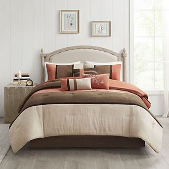 Madison Park Hanover 7 pc Faux Suede Comforter Set with Throw Pillows