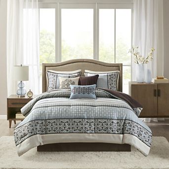 Madison Park Dartmouth 7 pc Comforter Set with Throw Pillows
