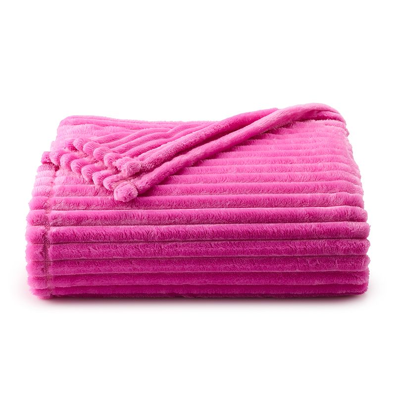 The Big One Oversized Supersoft Plush Throw, Med Pink