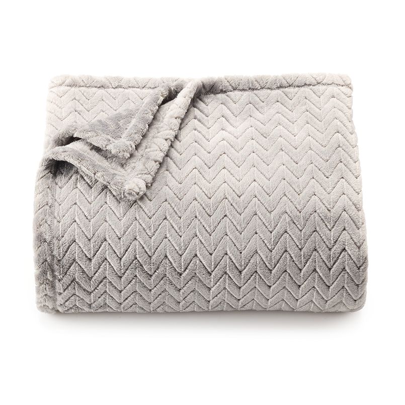 A gray folded blanket